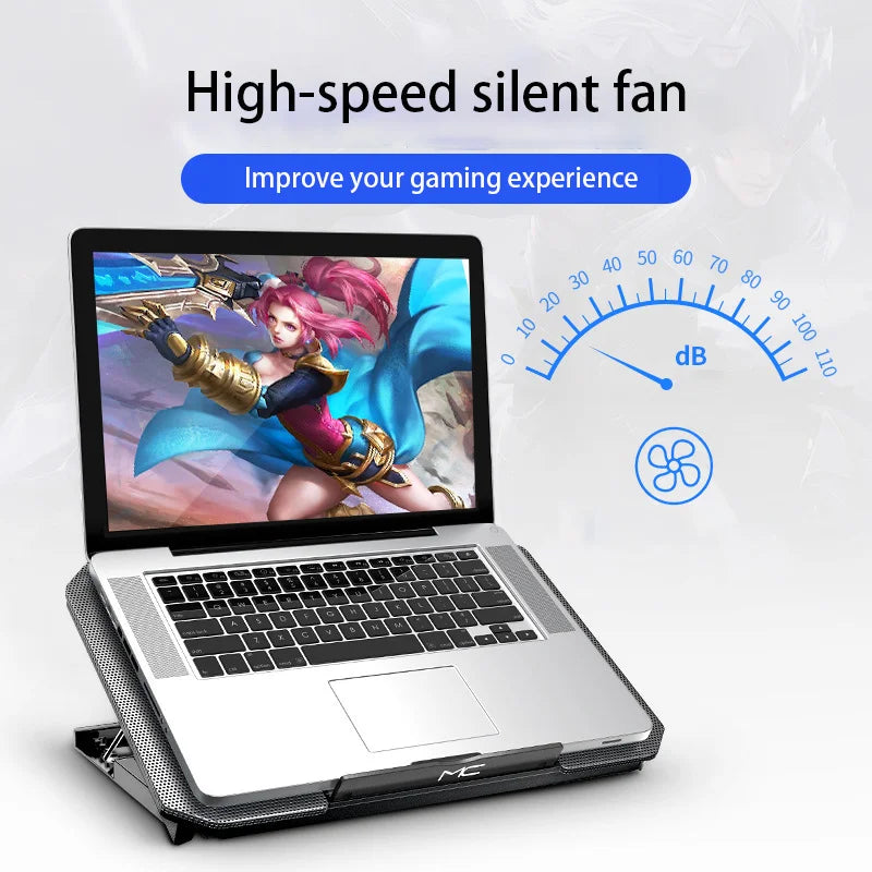 Laptop Cooling Pad for 12-16 Inch – Dual-Fan, Adjustable Stand
