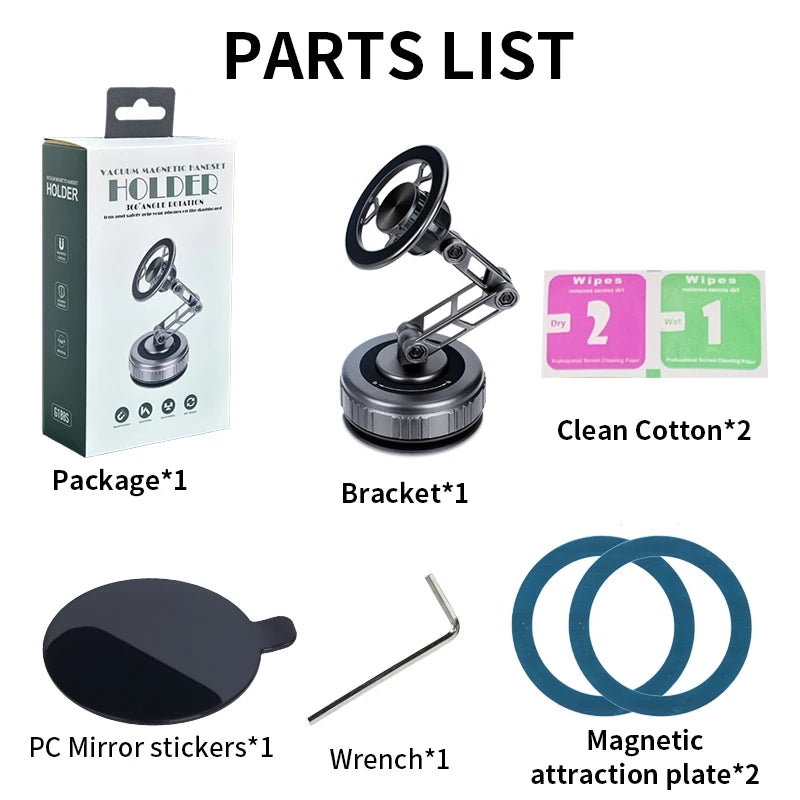Vacuum Magnetic Car Phone Holder With Foldable Arm