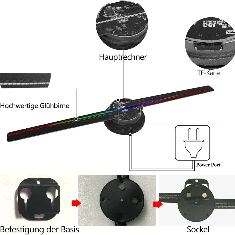 3D Hologram Fan Projector 42 cm Advertising Display