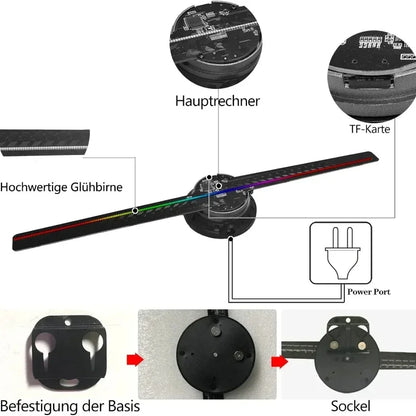 3D Hologram Fan Projector 42 cm Advertising Display
