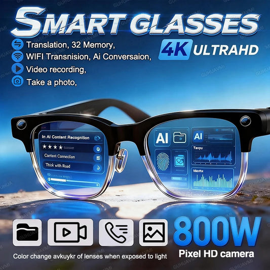 AI Camera Smart Glasses With 8MP Sony Lens & Bluetooth