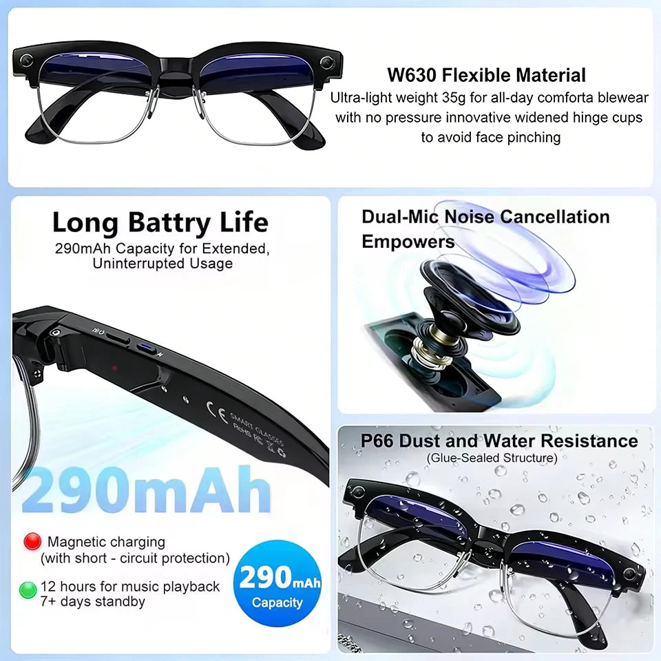 AI Camera Smart Glasses With 8MP Sony Lens & Bluetooth