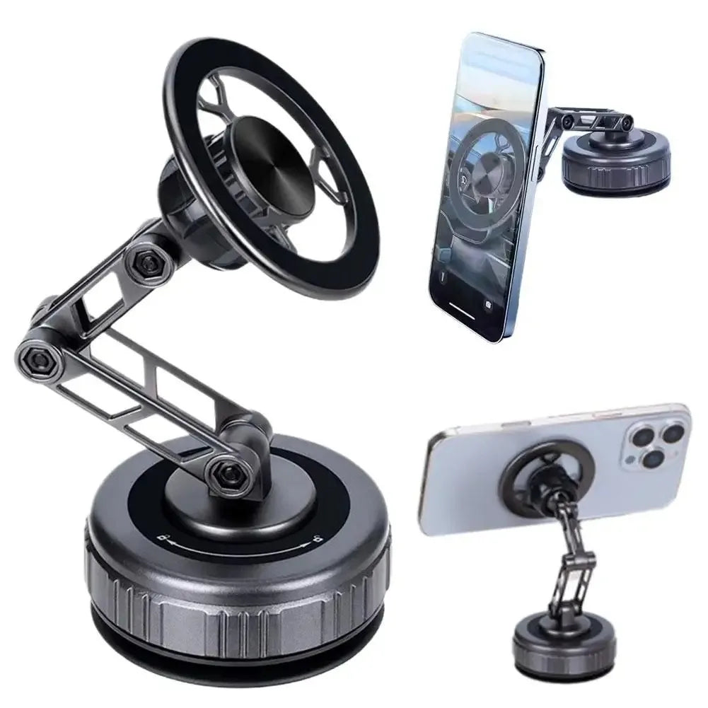 Vacuum Magnetic Car Phone Holder With Foldable Arm