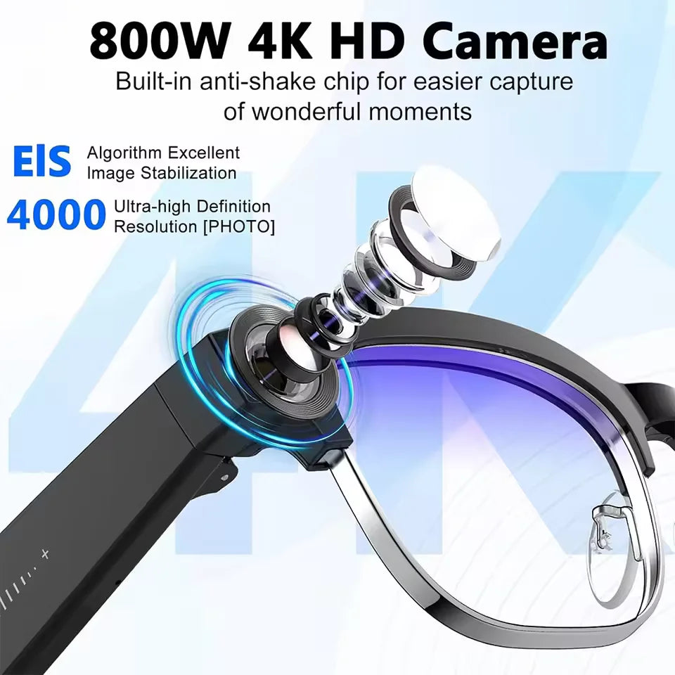 AI Camera Smart Glasses With 8MP Sony Lens & Bluetooth